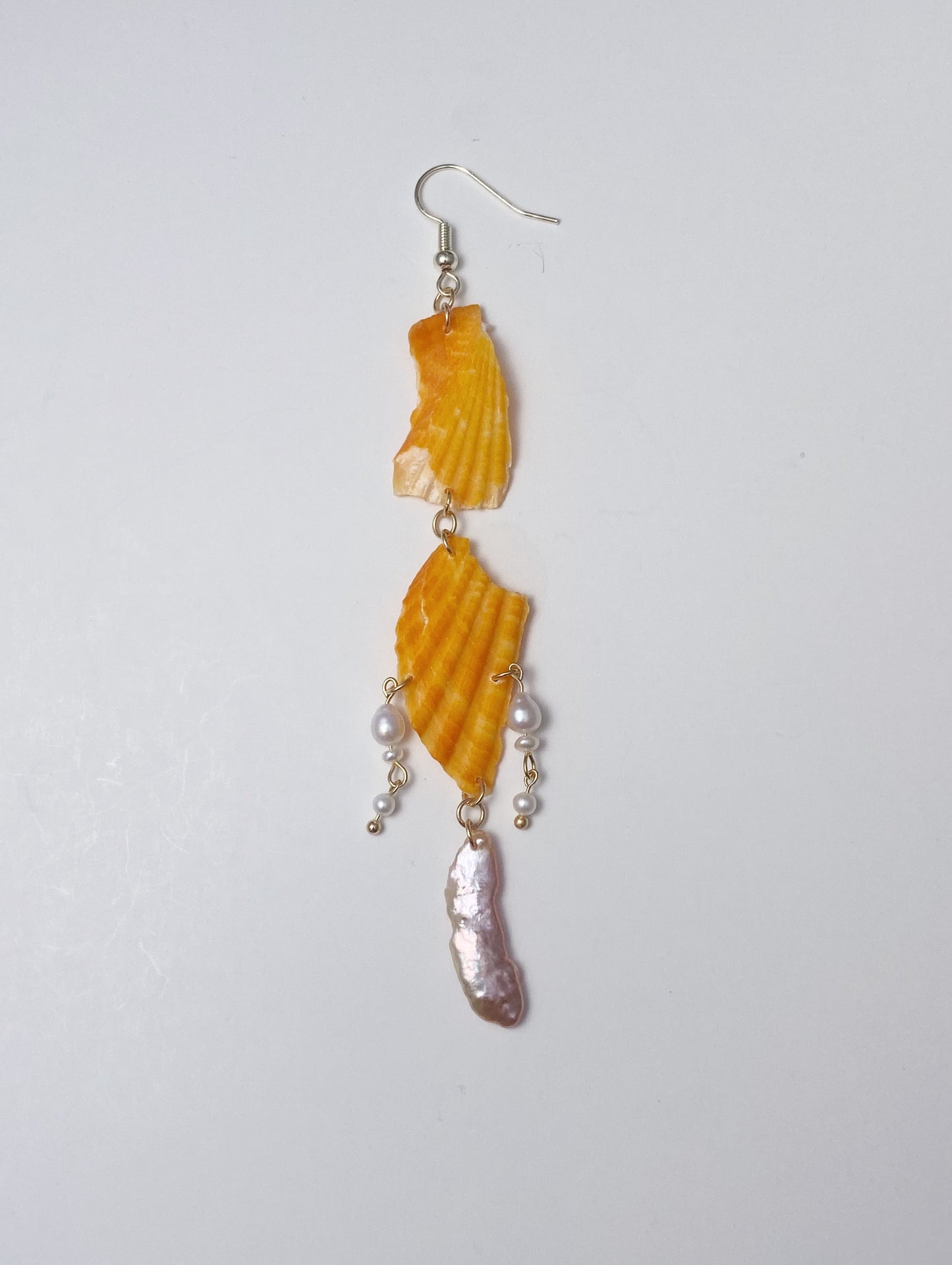 Orange Sea Shell Dangle Earrings II