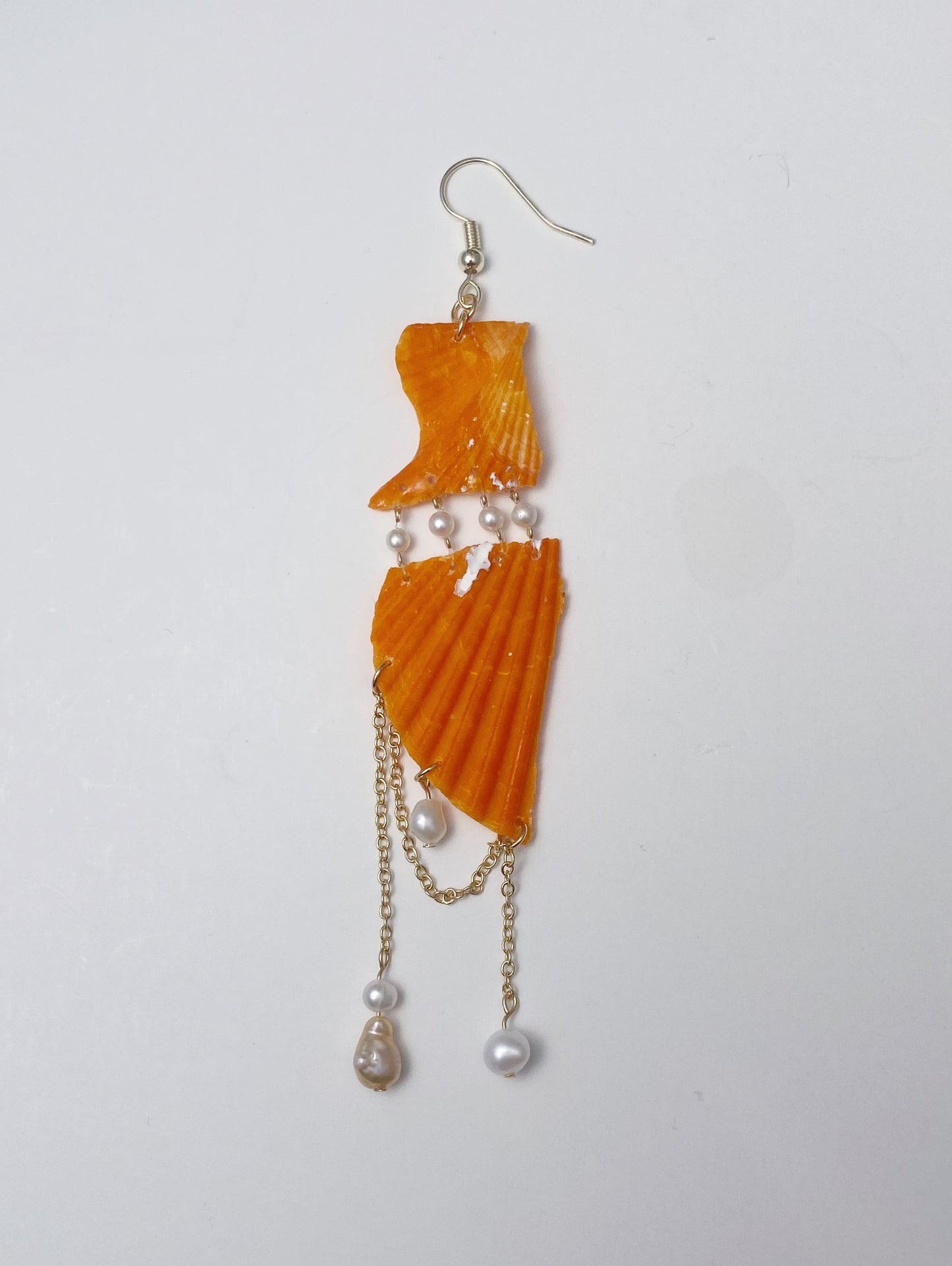 Orange Sea Shell Dangle Earrings I