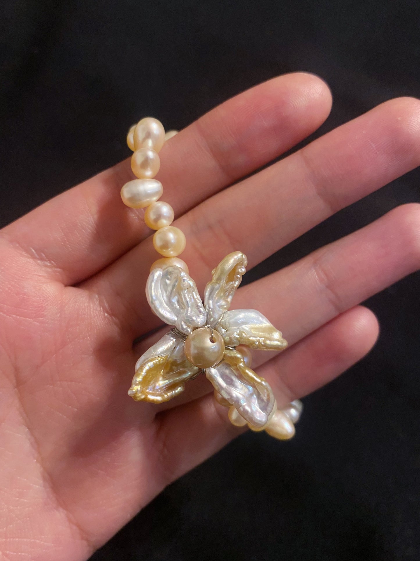 ✲SALE✲ Keshi Pearl Flower Irregular Pink Pearl Bracelet №31