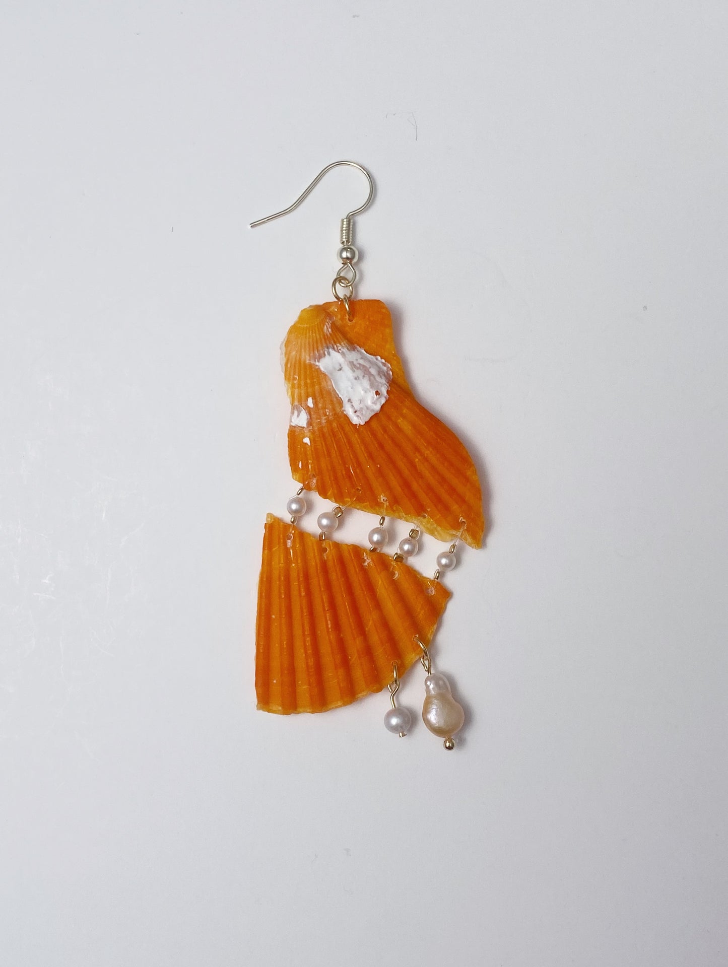 Orange Sea Shell Dangle Earrings I