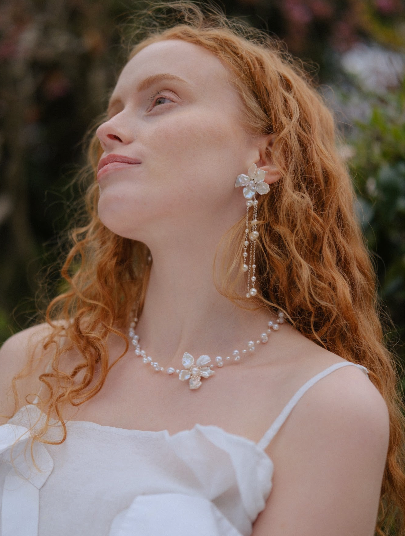 Meteor Keshi Pearl Flower Illusion Necklace №54