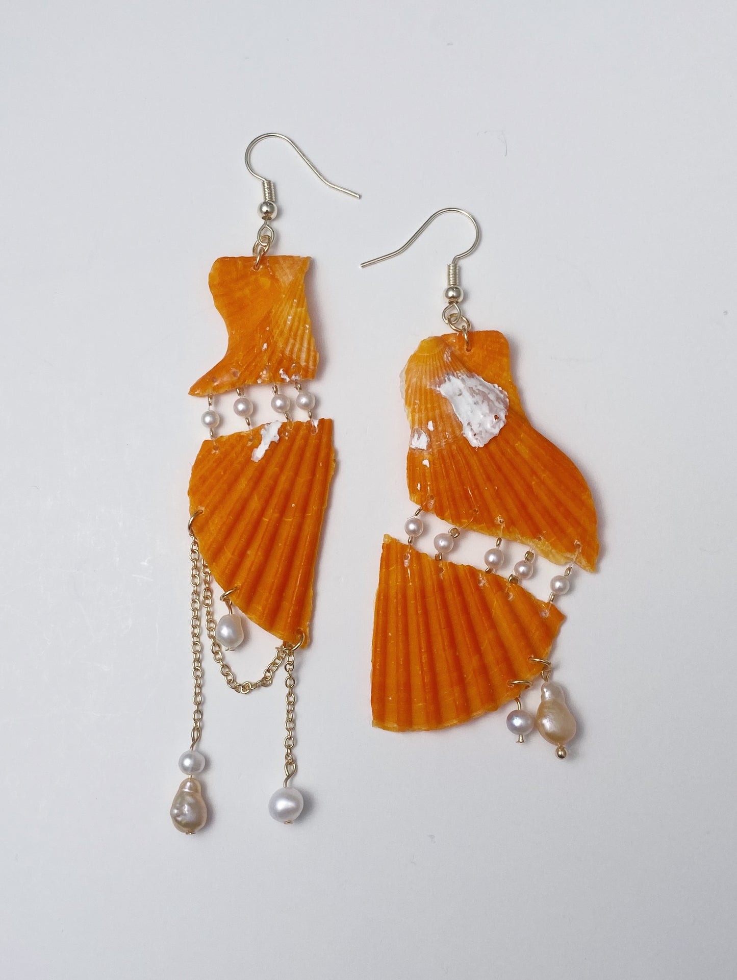 Orange Sea Shell Dangle Earrings I