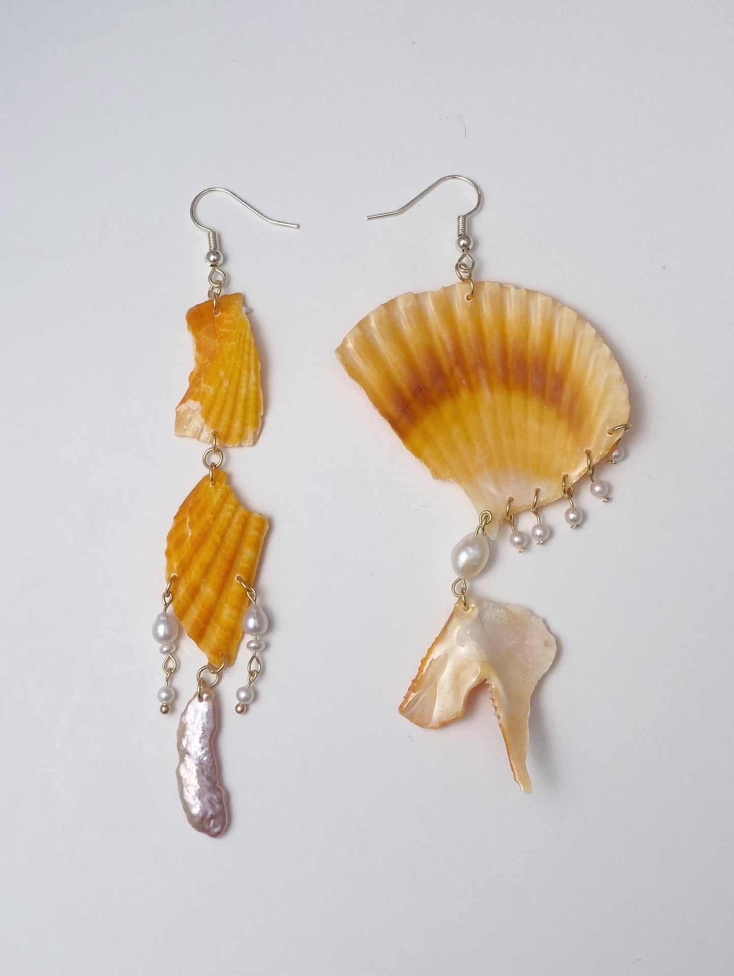 Orange Sea Shell Dangle Earrings II