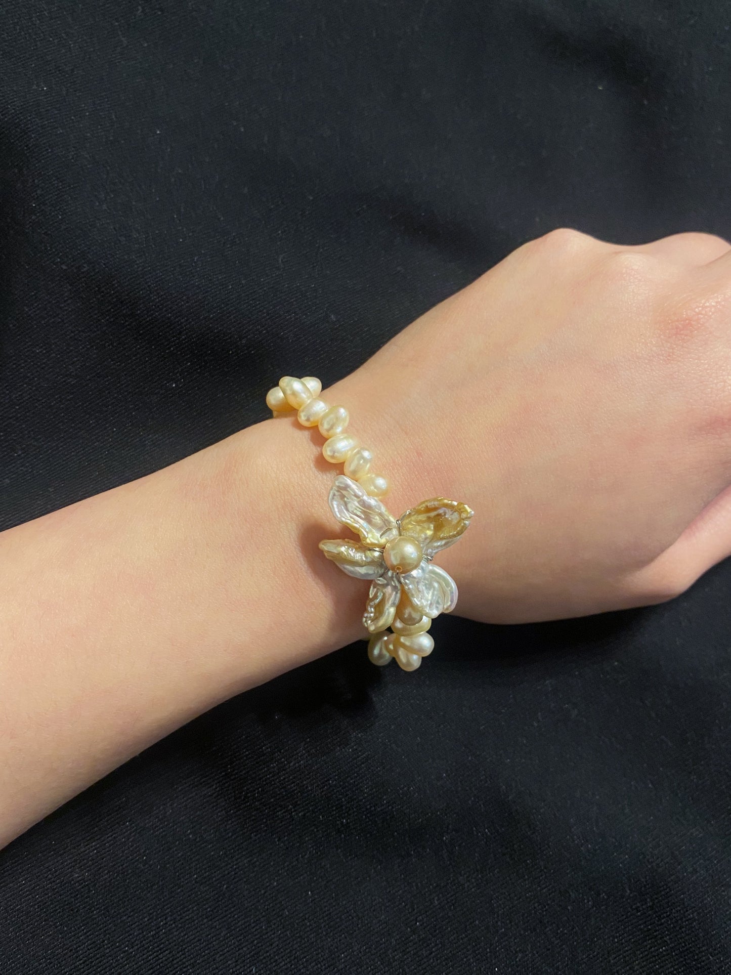 ✲SALE✲ Keshi Pearl Flower Irregular Pink Pearl Bracelet №31