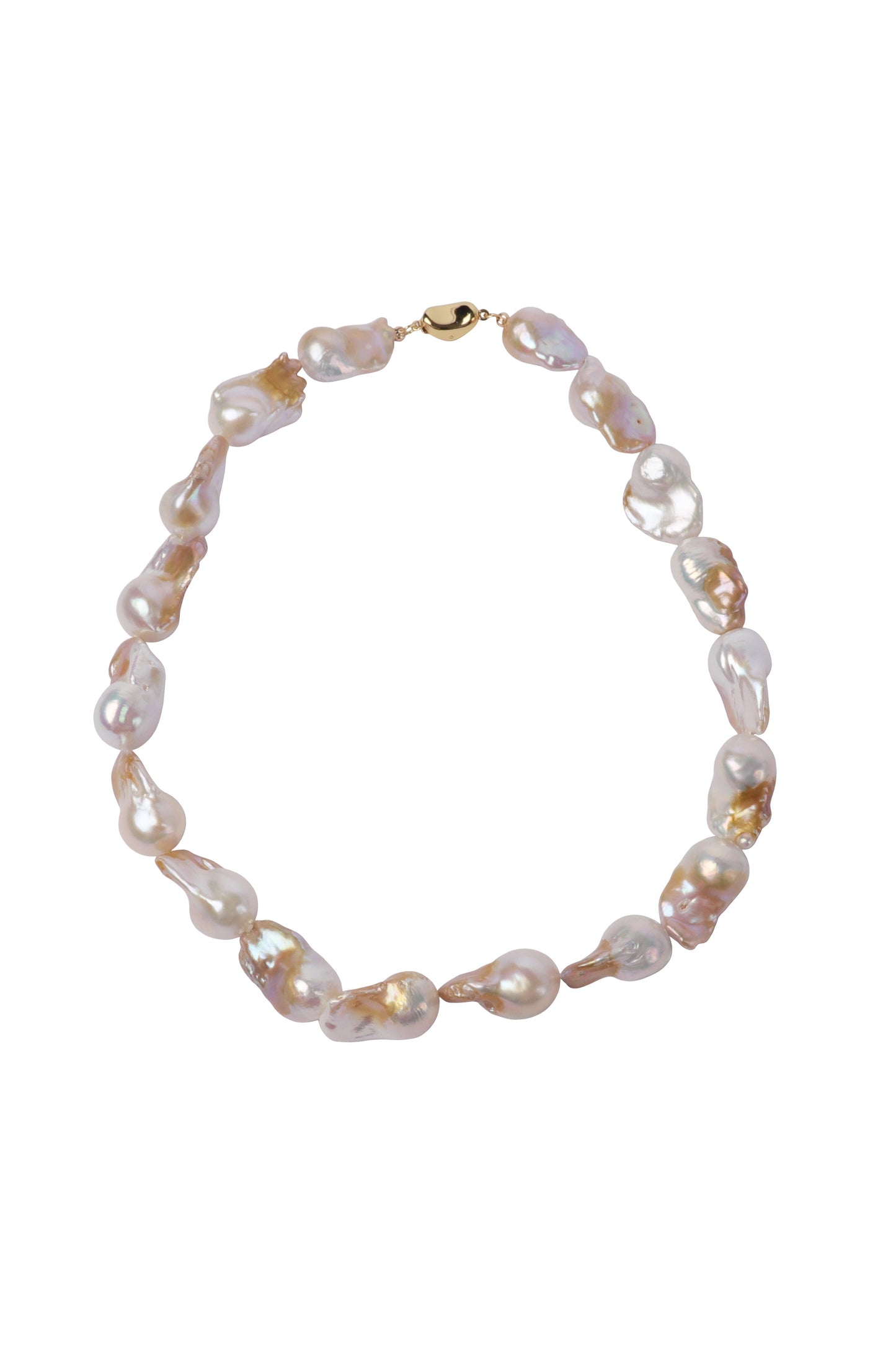 13-14mm Gold Baroque Pearl Mermaid Tail Necklace