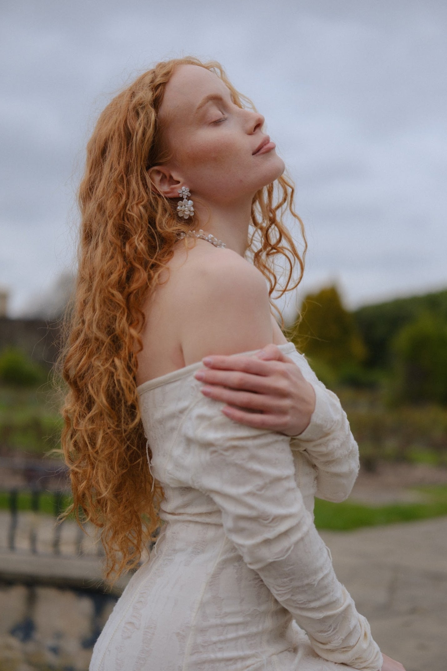 Keshi Flower Pearl Cluster Dangle Drop №56