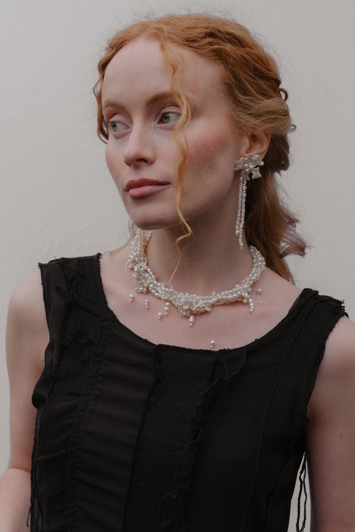 Snowflake Keshi Pearls Flower Dangle Earrings №34