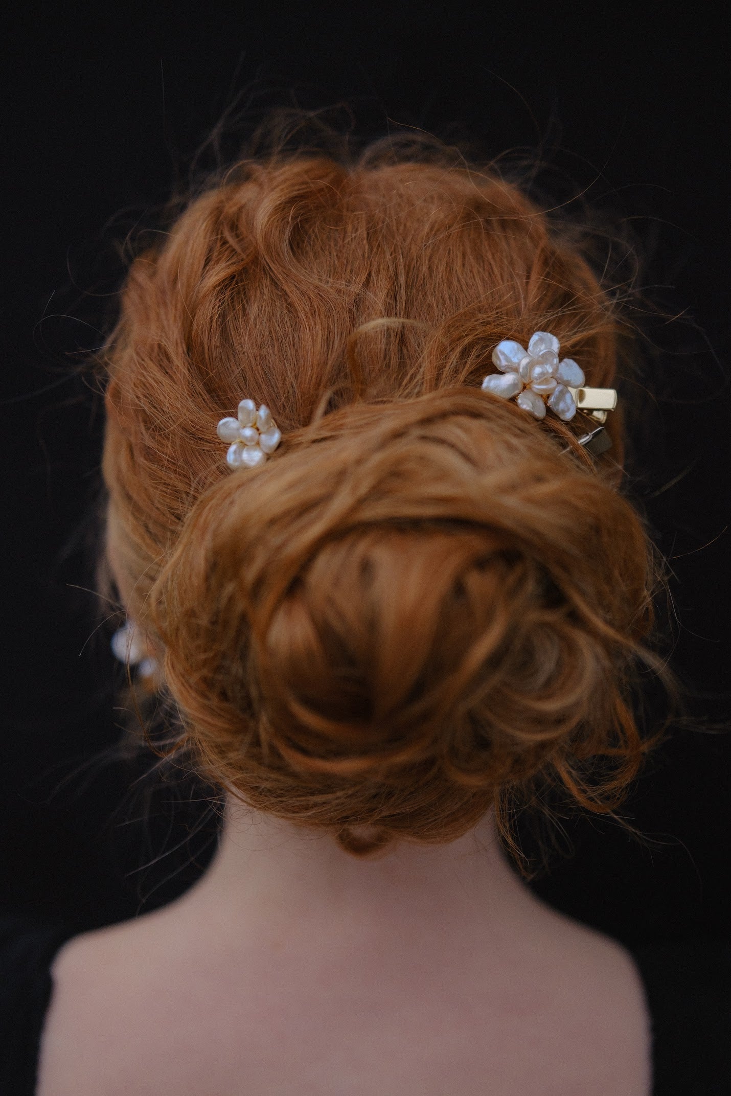 Petite Keshi Pearl Flower Hair Slide №11