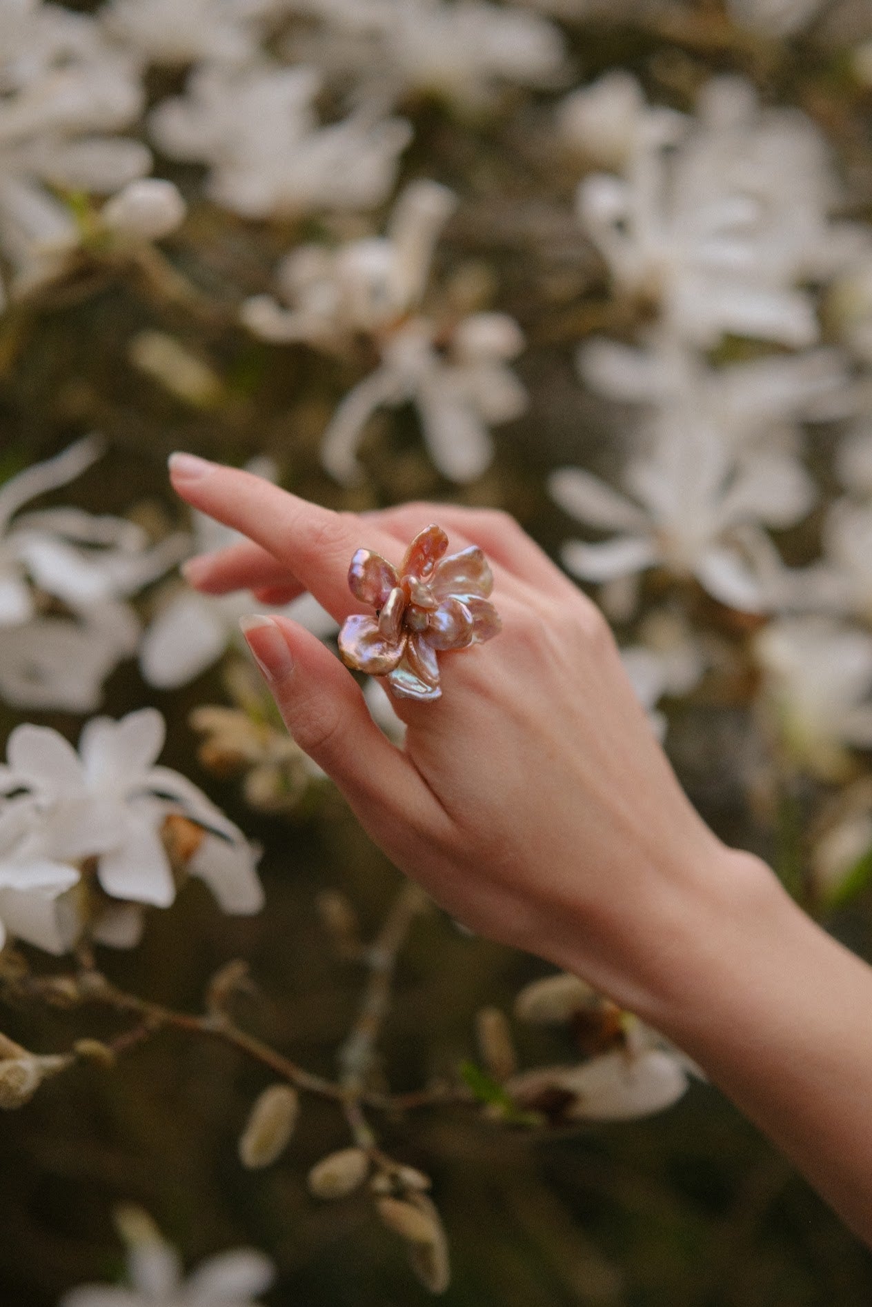 3D Keshi Pearl Flower Ring №50