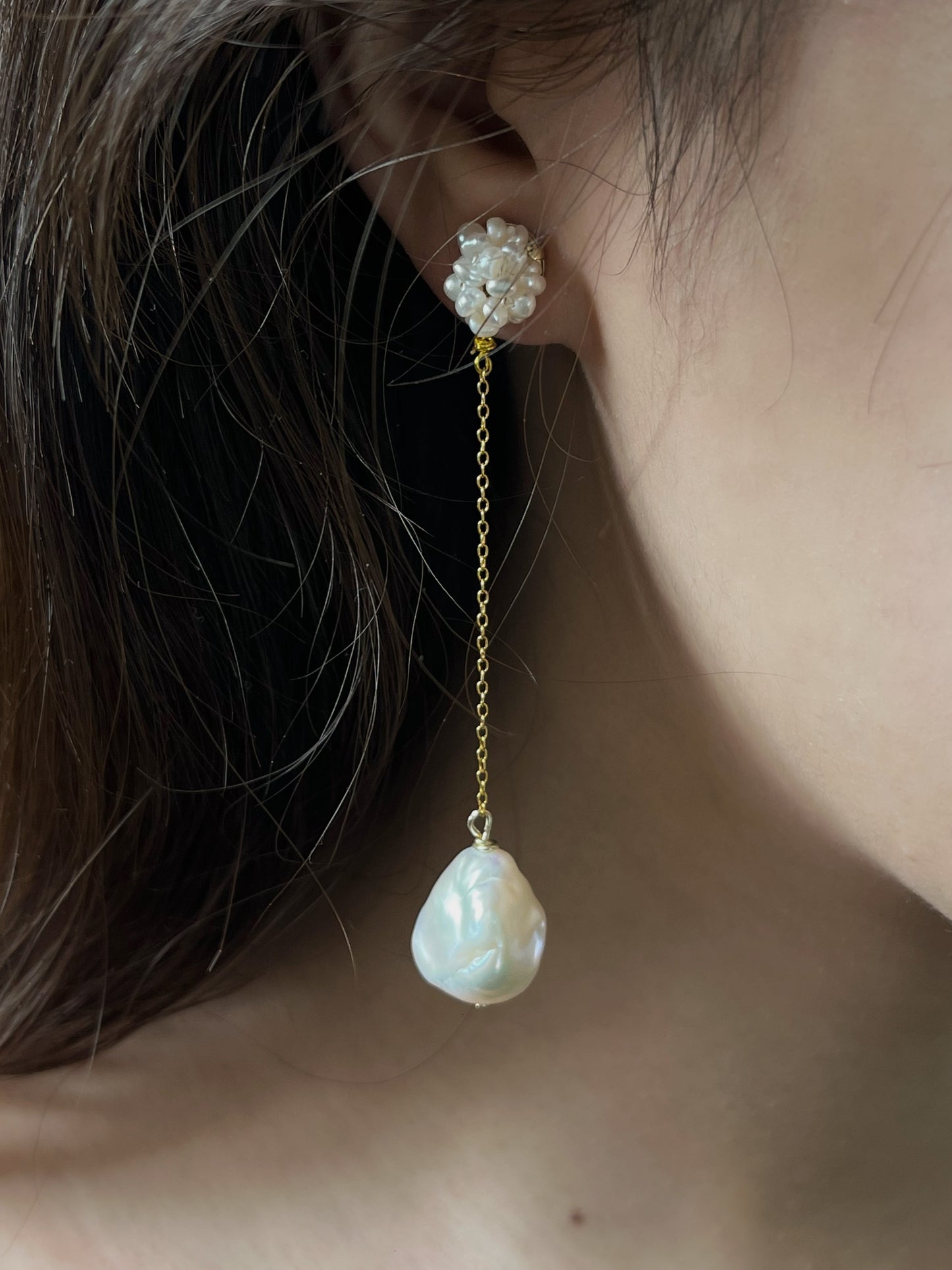 Pearl Flower Hydrangea Drop Earrings №70