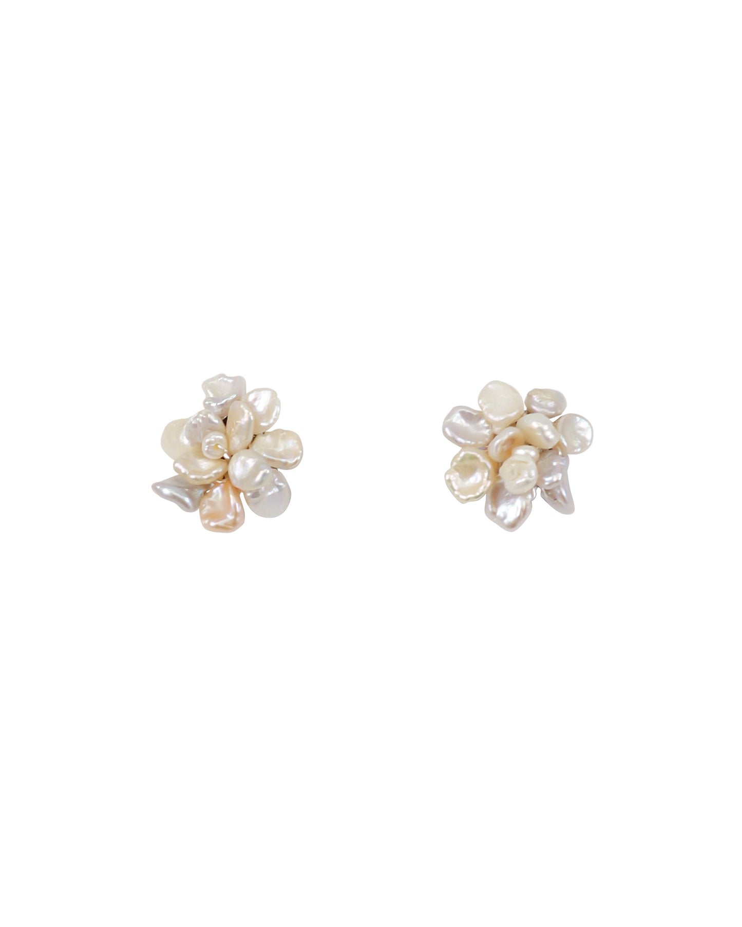 Petite Keshi Pearls Clustered Flower Stud Earrings №33