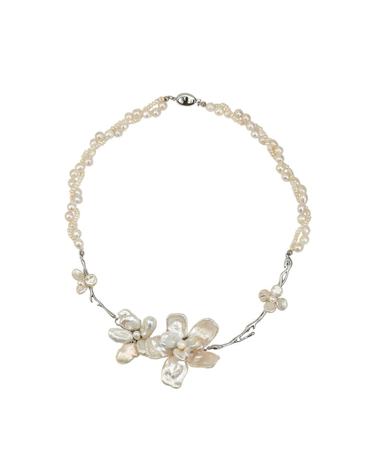 Blooming Keshi Pearl Flower Necklace №21
