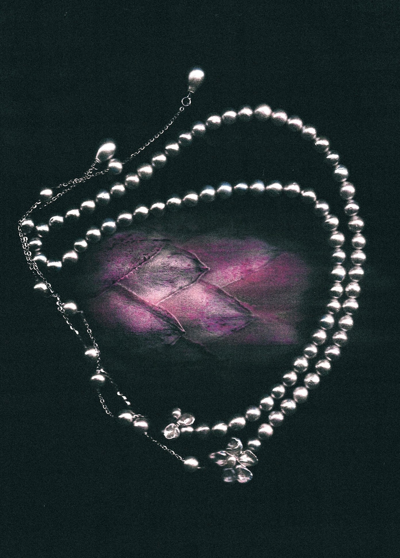 White Pearl Flower Long Drop Necklace №66