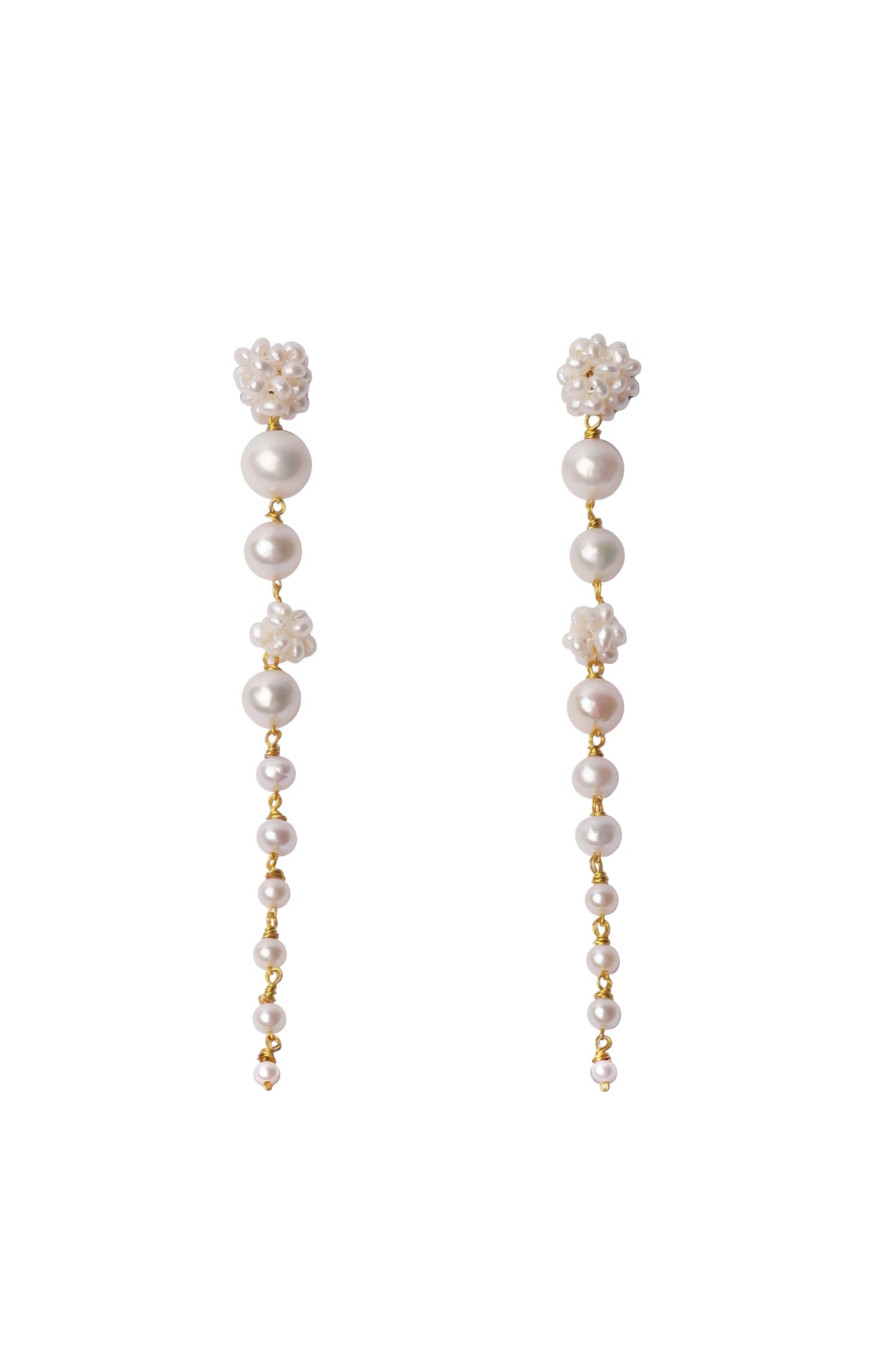 Pearl Flower Hydrangea Cascade Earrings No.71