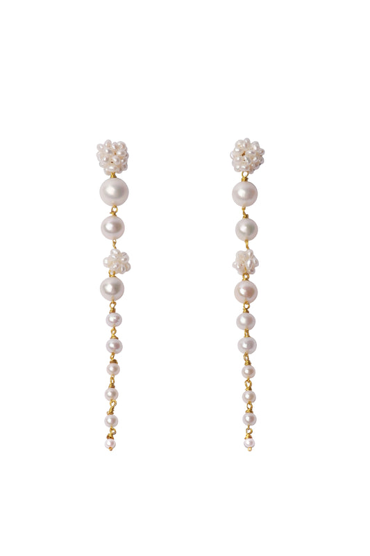 Pearl Flower Hydrangea Cascade Earrings No.71