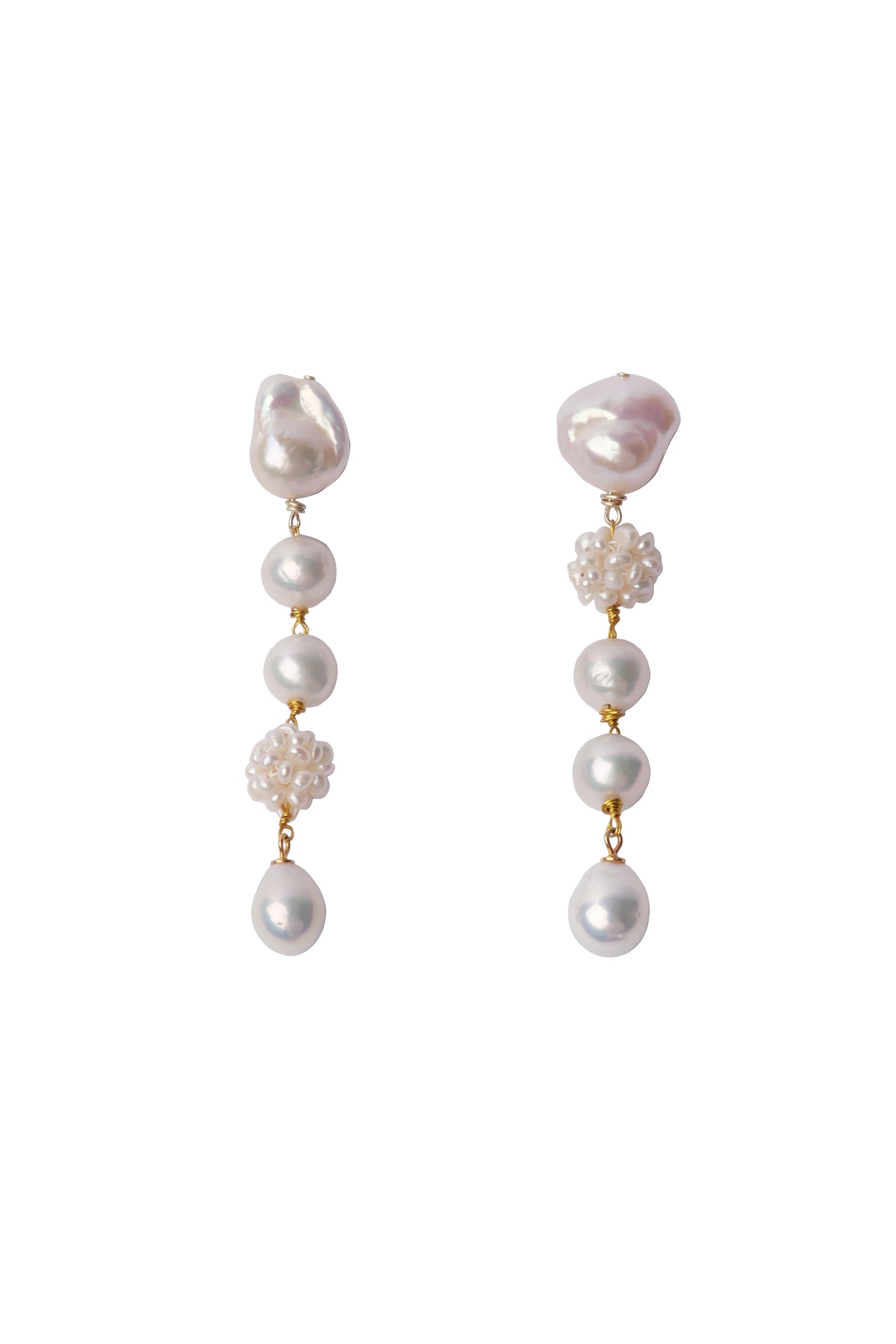Pearl Flower Hydrangea Multi Drop Earrings №72