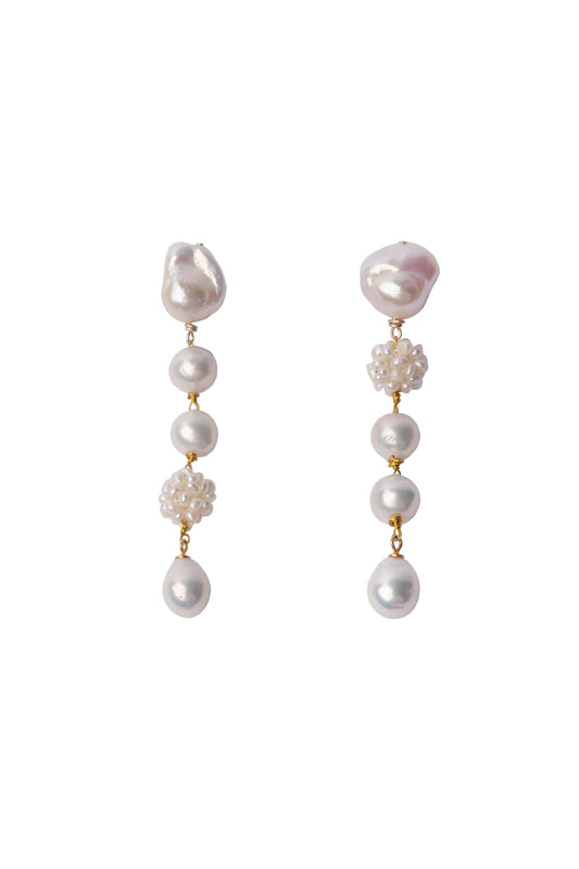 Pearl Flower Hydrangea Multi Drop Earrings №72