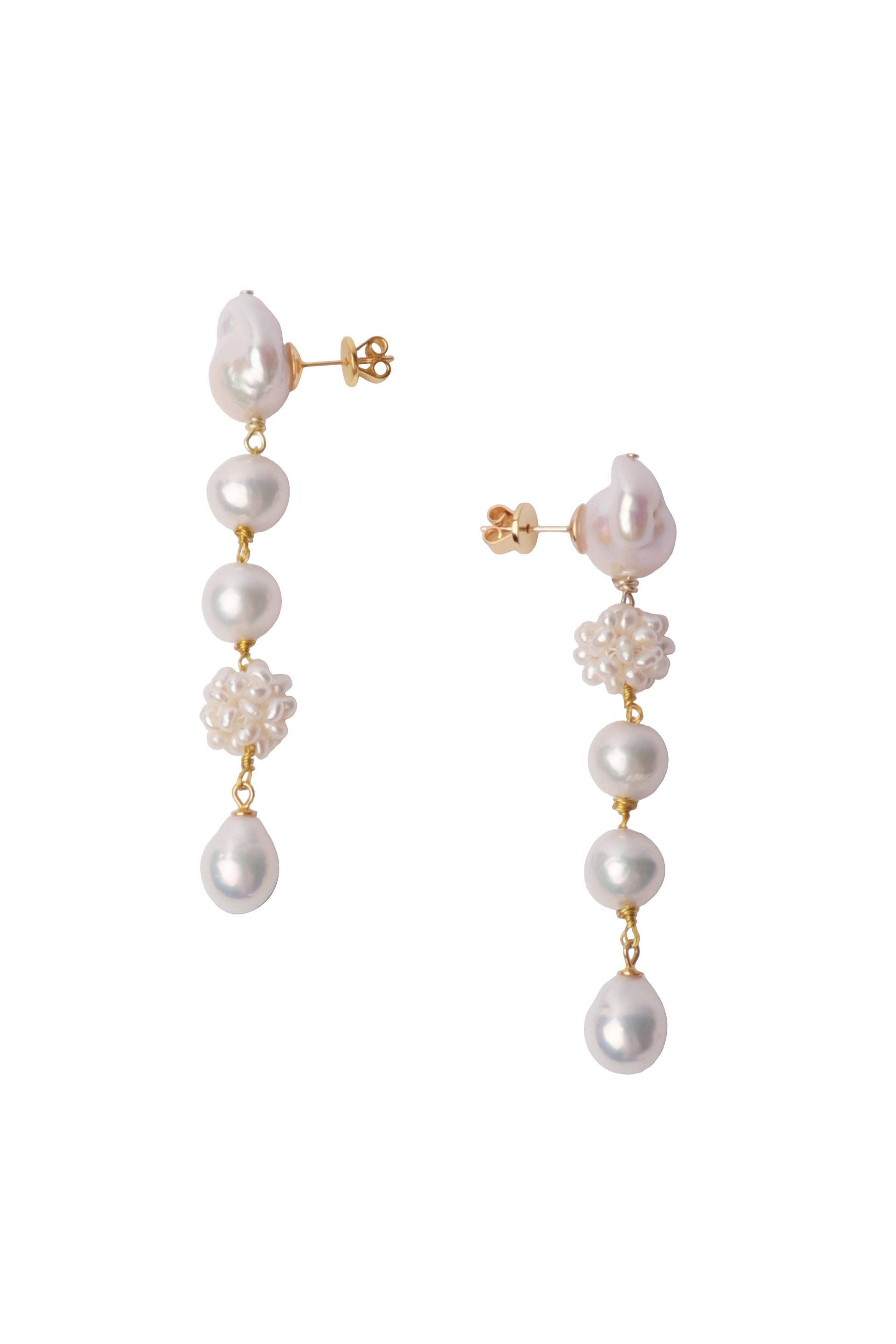 Pair of pearl earrings on a white background