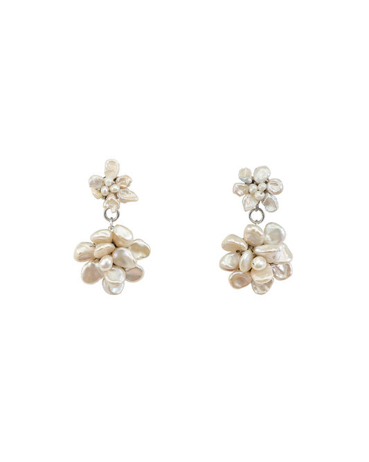 Keshi Flower Pearl Cluster Dangle Drop №56