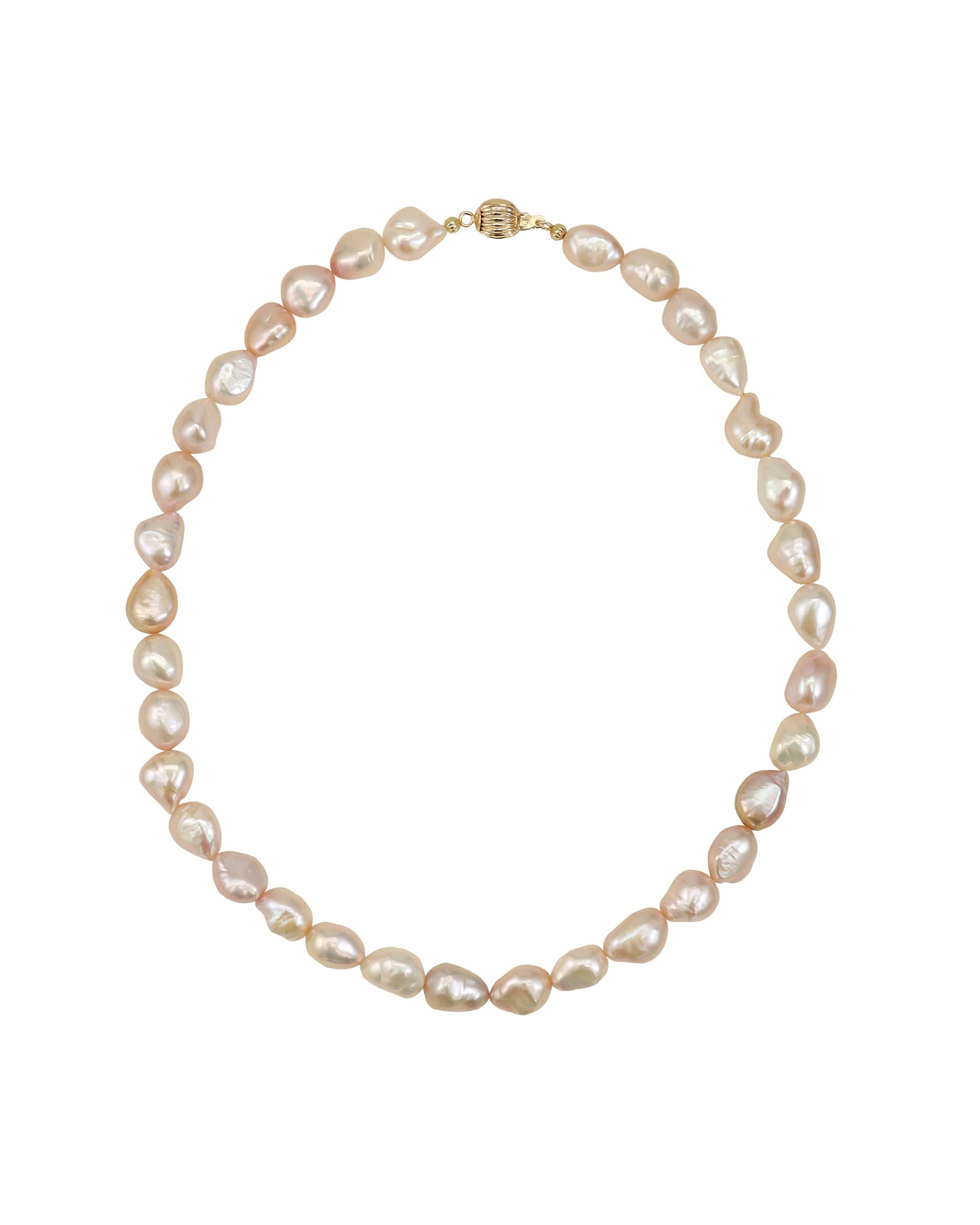 9-10mm Light Metallic Pink Baroque Pearl Necklace