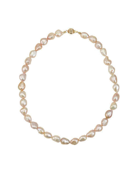 9-10mm Light Metallic Pink Baroque Pearl Necklace