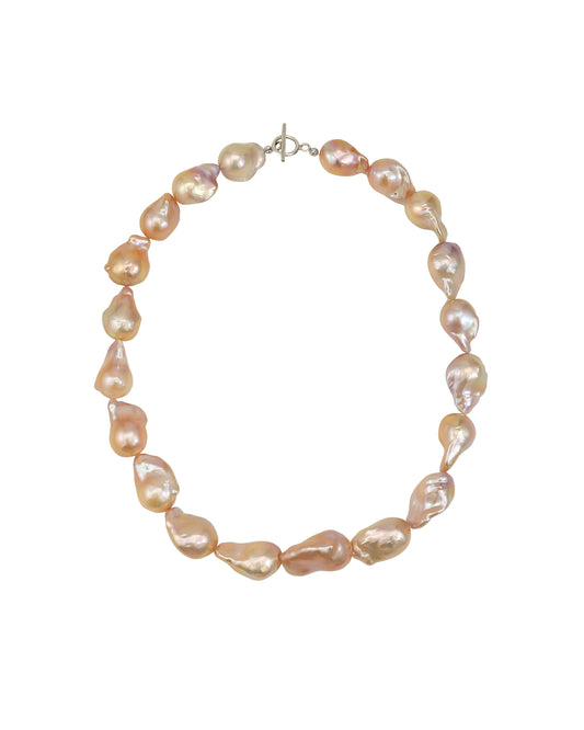 14-16mm Metallic Pink Baroque Pearl Mermaid Tail Necklace