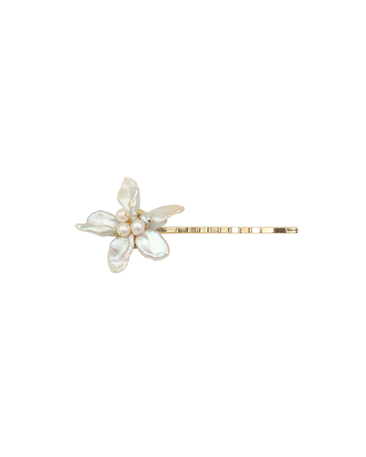 Petite Keshi Pearl Flower Hair Slide №11