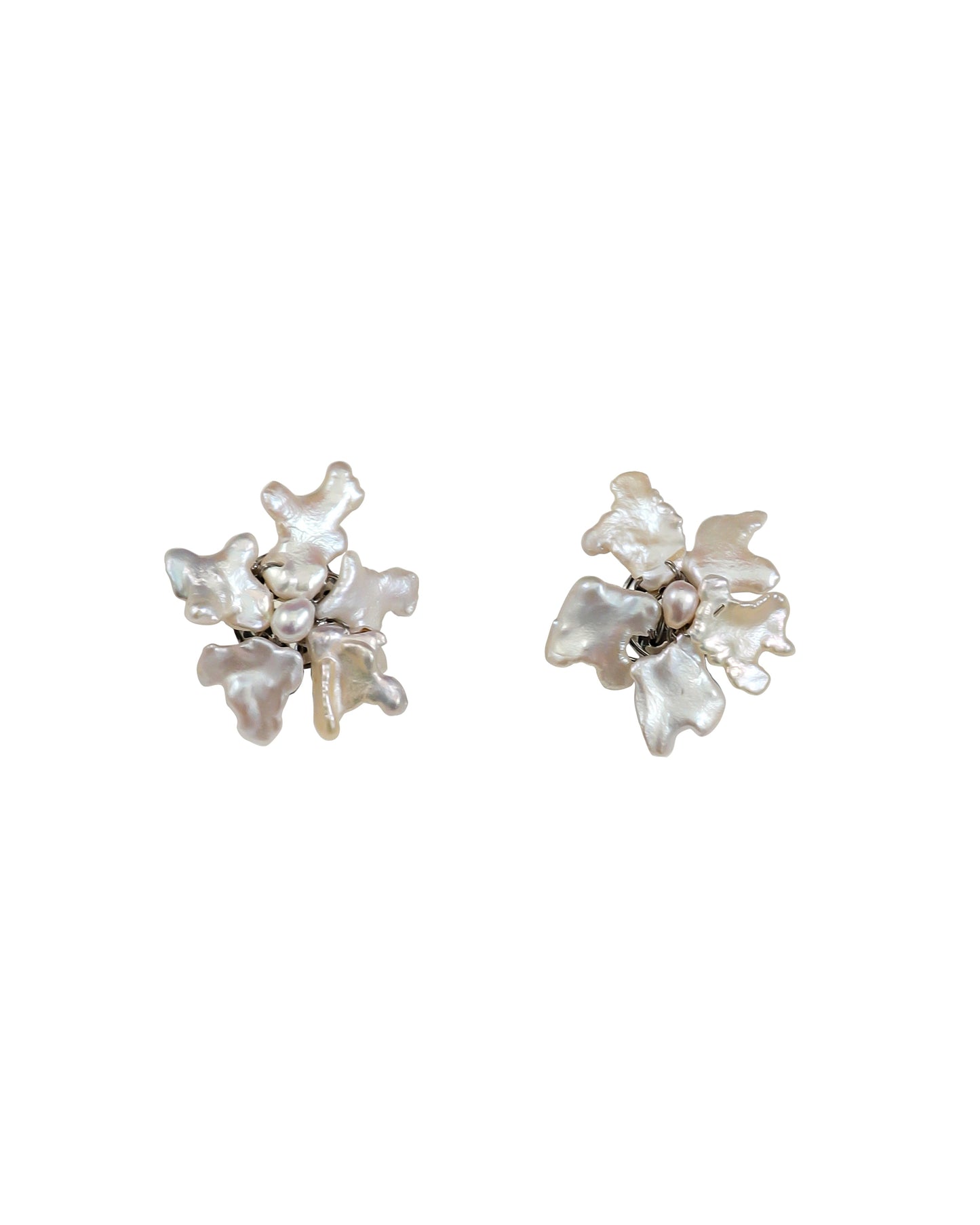 Snowflake Keshi Pearls Flower Stud Earrings №39
