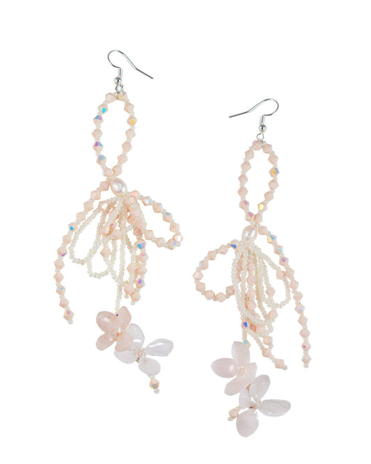 Crystal Hydrangeas Bow Earrings