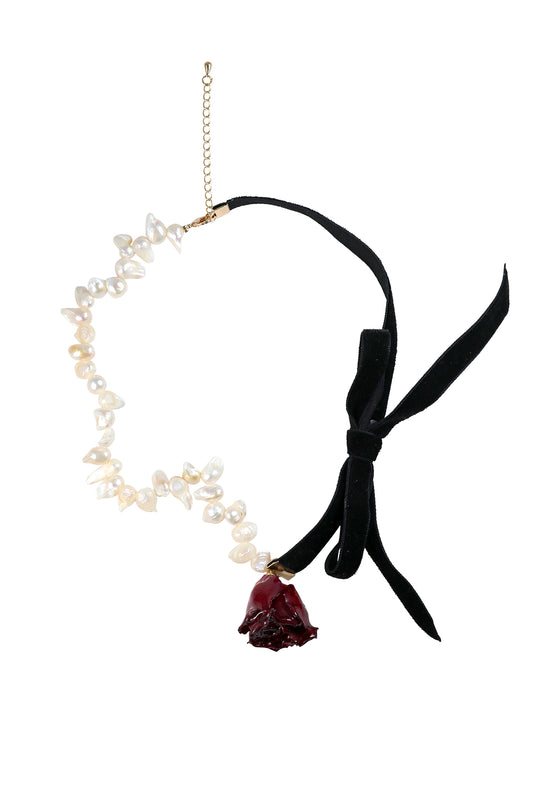Isabella Roses Baroque Pearl Bow Necklace