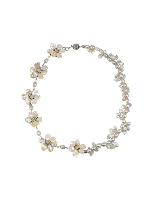 Wreath Keshi Pearl Flower Necklace №57
