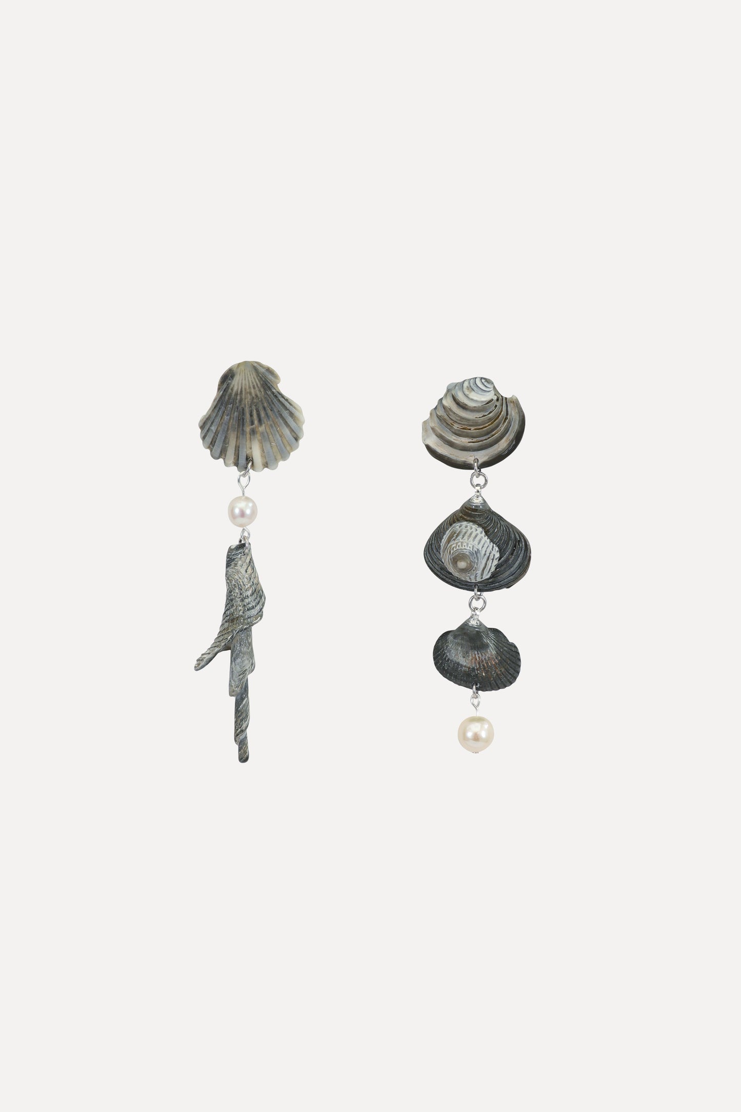 Grey Shell Dangle Earrings