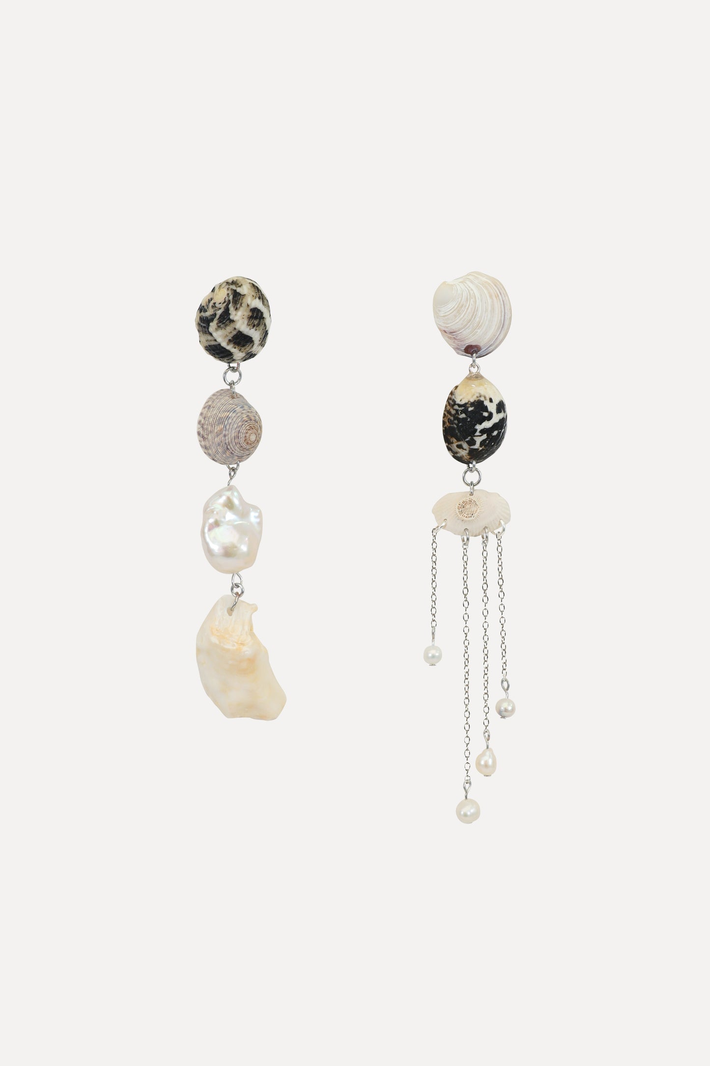 Grey Shell Dangle Earrings