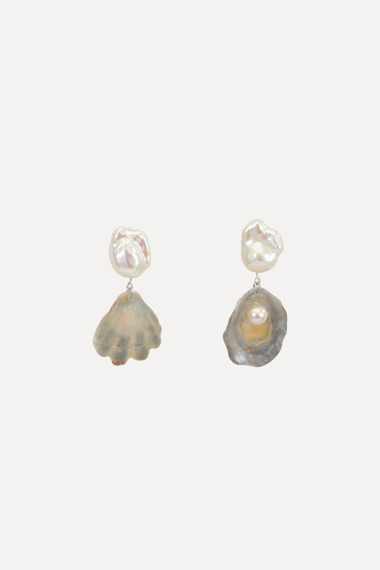 Grey Shell Dangle Earrings