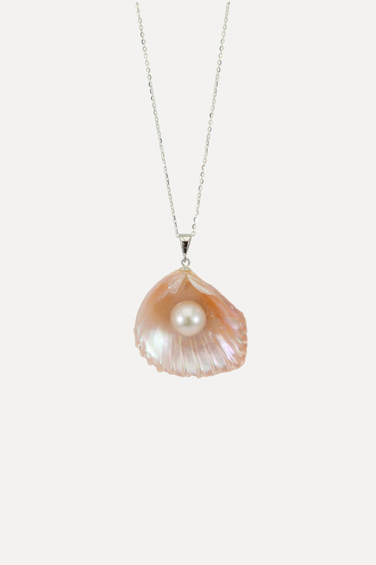 Neotrigonia bednalli (Verco, 1907), with Edison Pearl Pendant Necklace