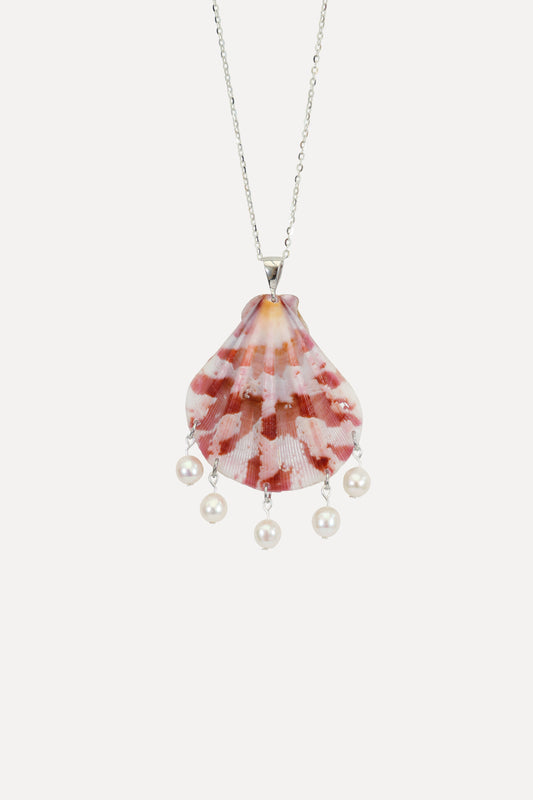Pink Scallop Pearl Pendant Necklace