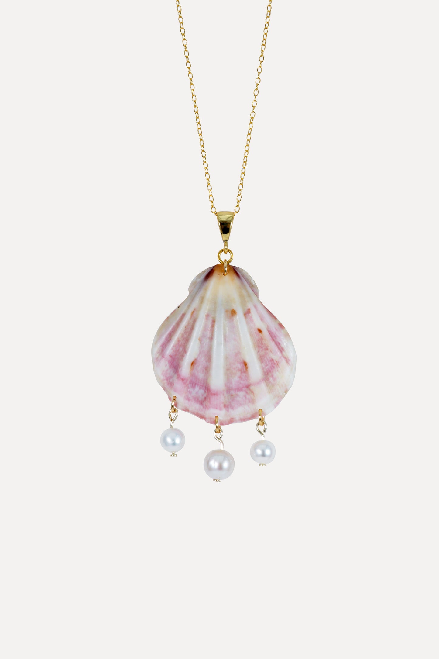 Pink Scallop Pearl Pendant Necklace